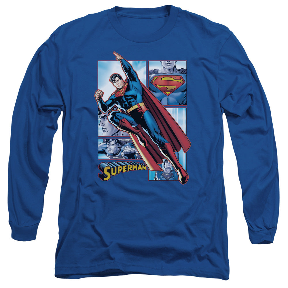 Jla/superman Panels - L/s Adult 18/1 - Royal Blue