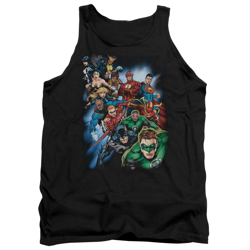 Jla/heroes Unite-adult Tank-black