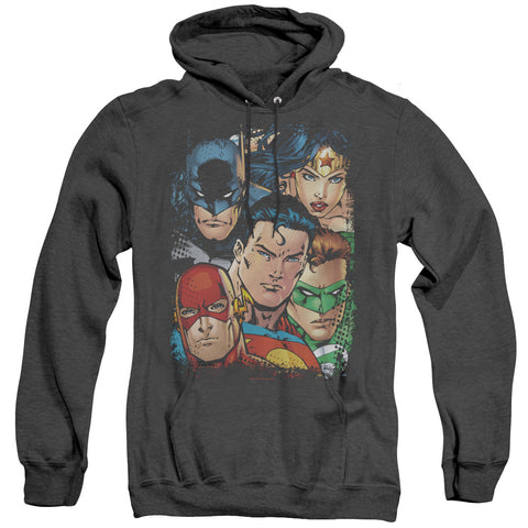 Jla/up Close And Personal - Adult Heather Hoodie - Black