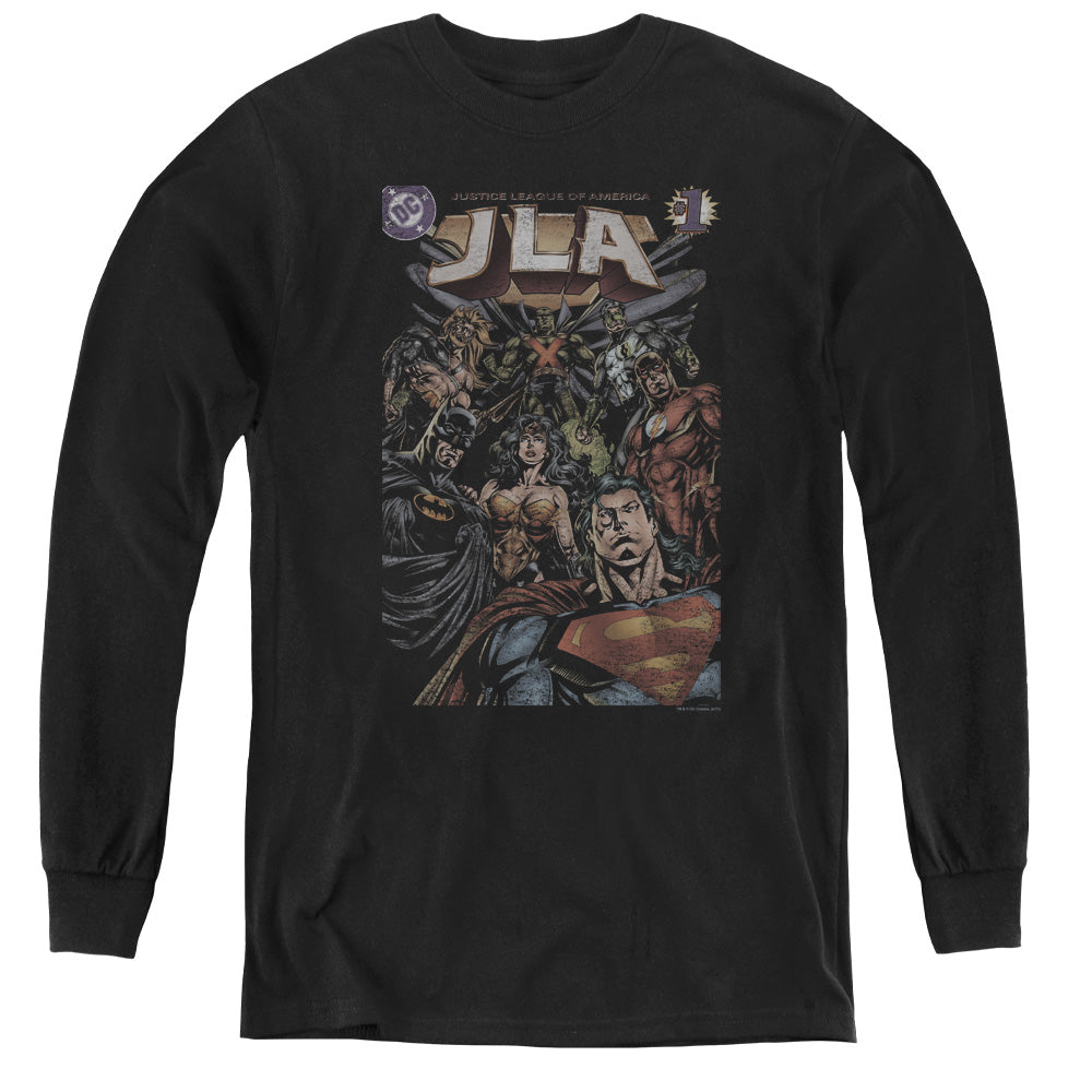 Jla/#1 Cover - Youth Long Sleeve Tee - Black