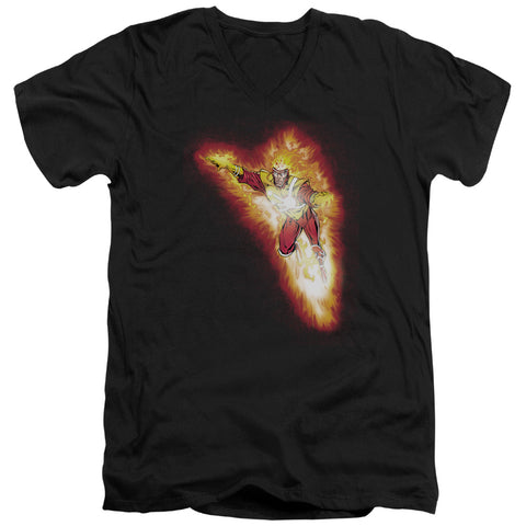 Jla/firestorm Blaze - S/s Adult V-neck - Black