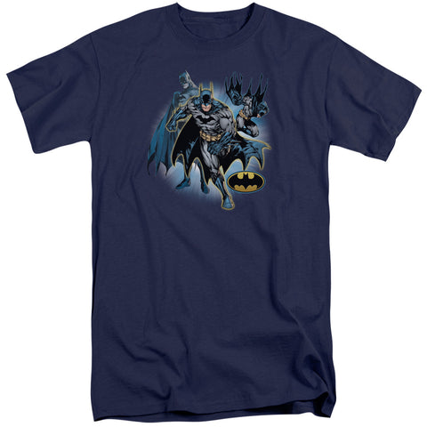 Jla/batman Collage-s/s Adult Tall-navy