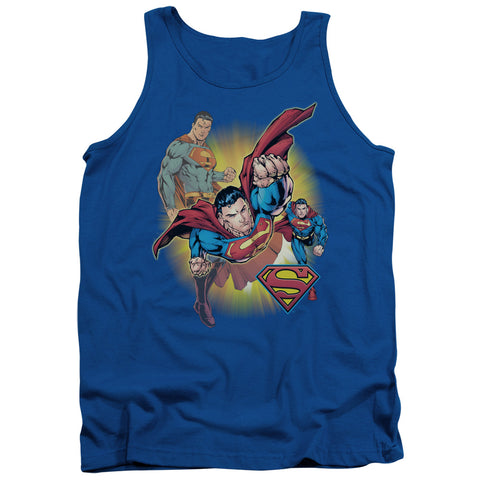 Jla/superman Collage - Adult Tank - Royal Blue