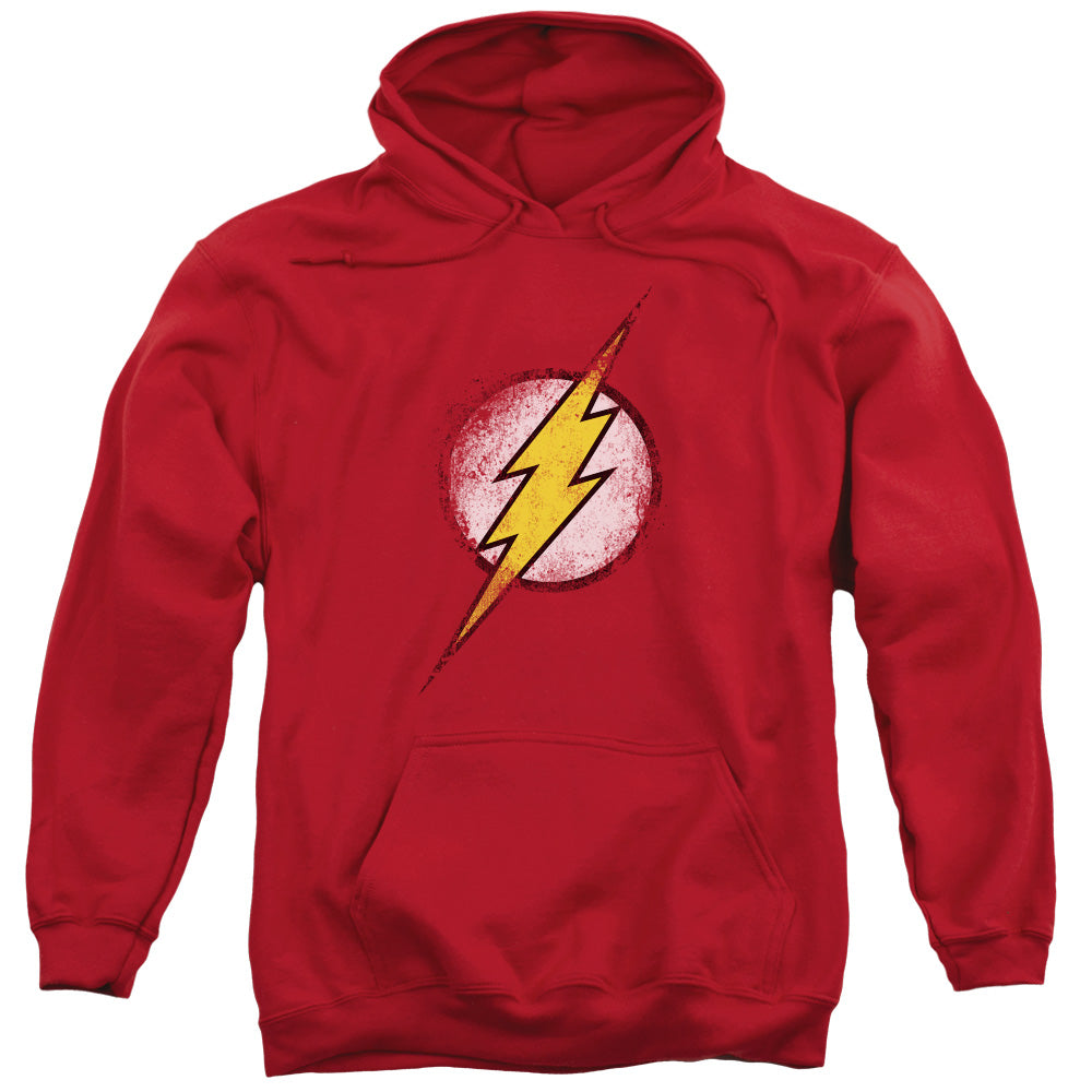 Jla/destroyed Flash Logo-adult Pull-over Hoodie-red