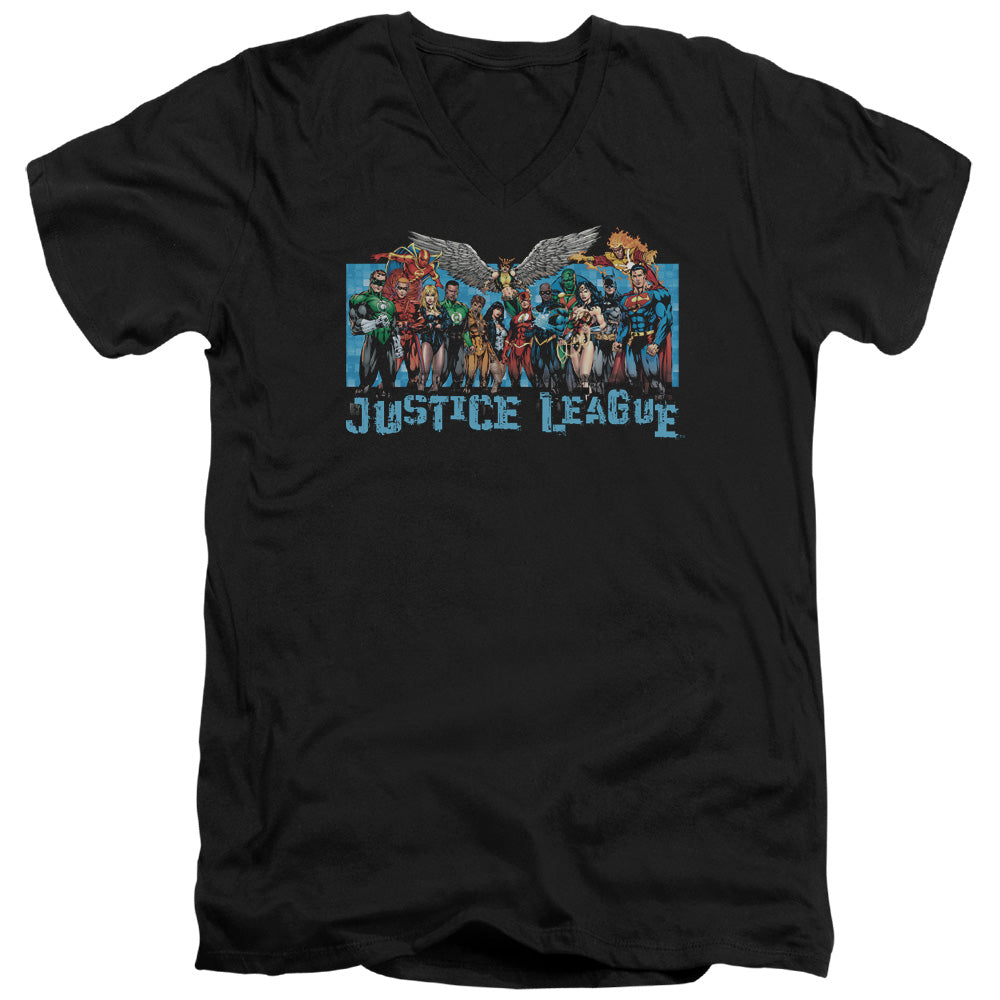 Jla/league Lineup - S/s Adult V-neck - Black