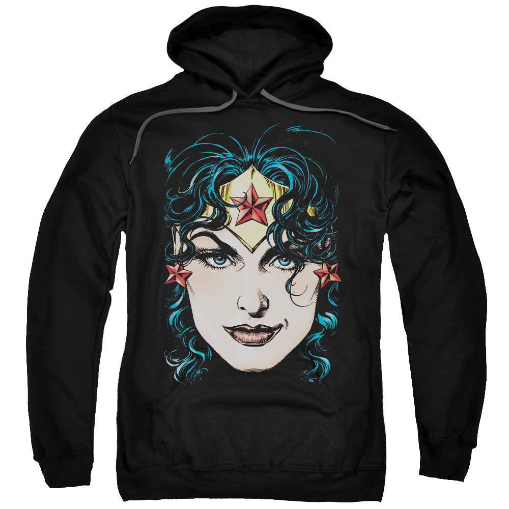 Dco Jla/wonder Woman Head-adult Pull-over Hoodie-black