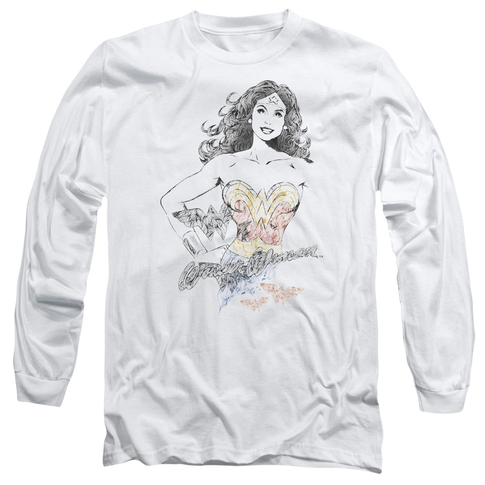 Dco Jla/wonder Squiggles - L/s Adult 18/1 - White