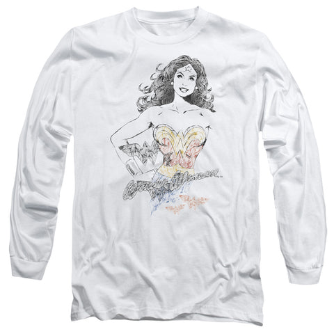 Dco Jla/wonder Squiggles - L/s Adult 18/1 - White
