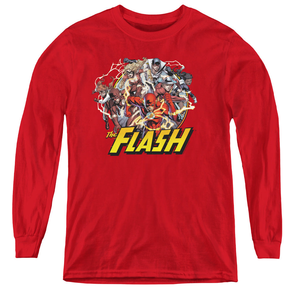 Jla/flash Family-youth Long Sleeve Tee-red