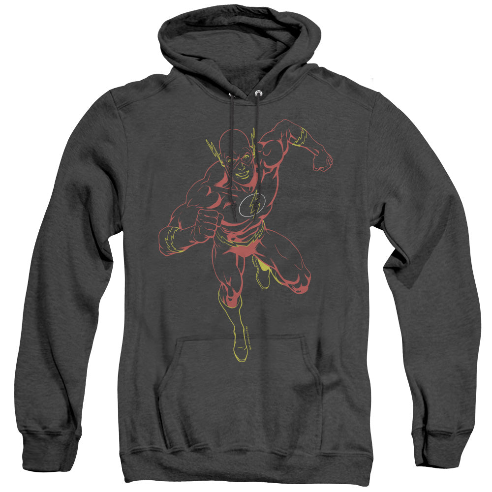 Jla/neon Flash - Adult Heather Hoodie - Black