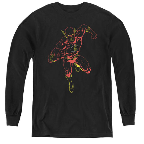 Jla/neon Flash - Youth Long Sleeve Tee - Black