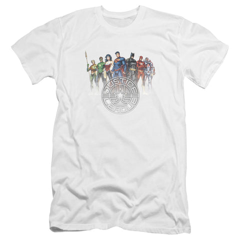 Jla/circle Crest-premuim Canvas Adult Slim Fit 30/1-white