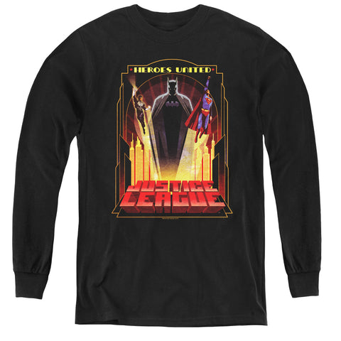 Jla/heroes United - Youth Long Sleeve Tee - Black