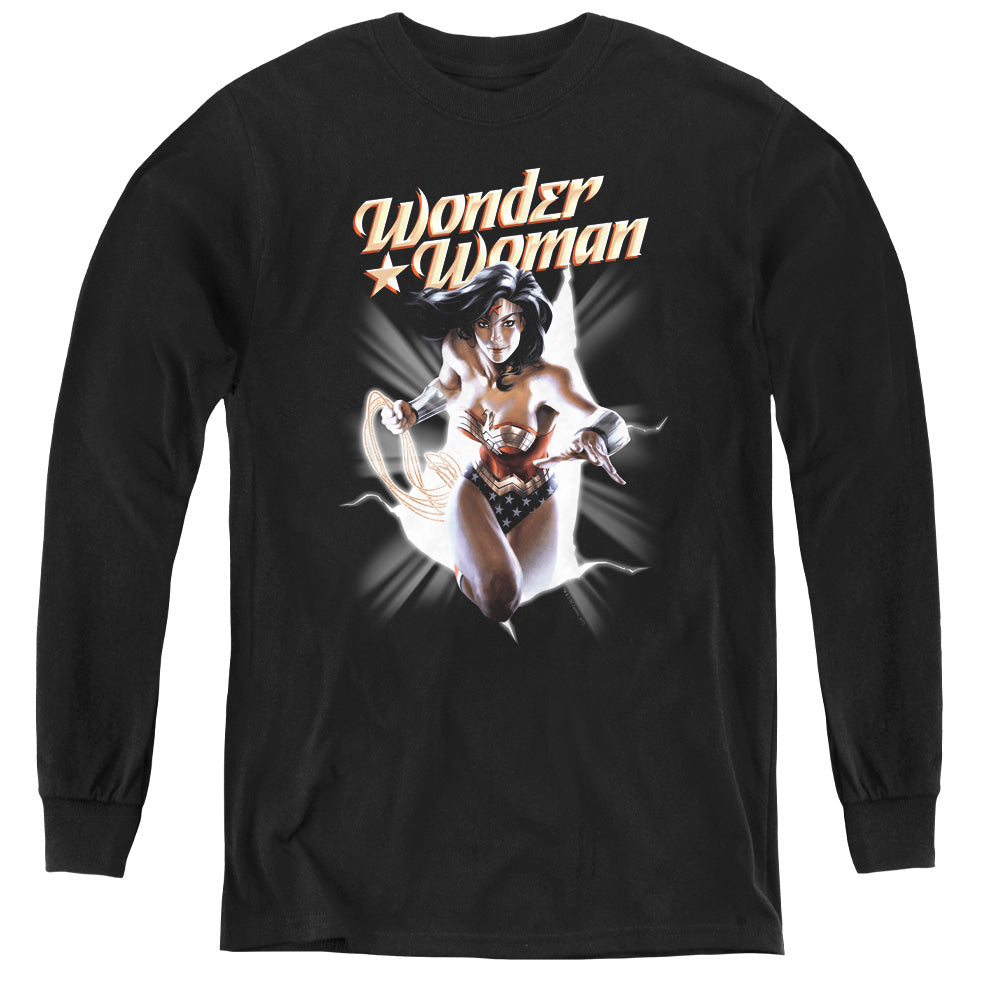 Jla/ww Break Out - Youth Long Sleeve Tee - Black