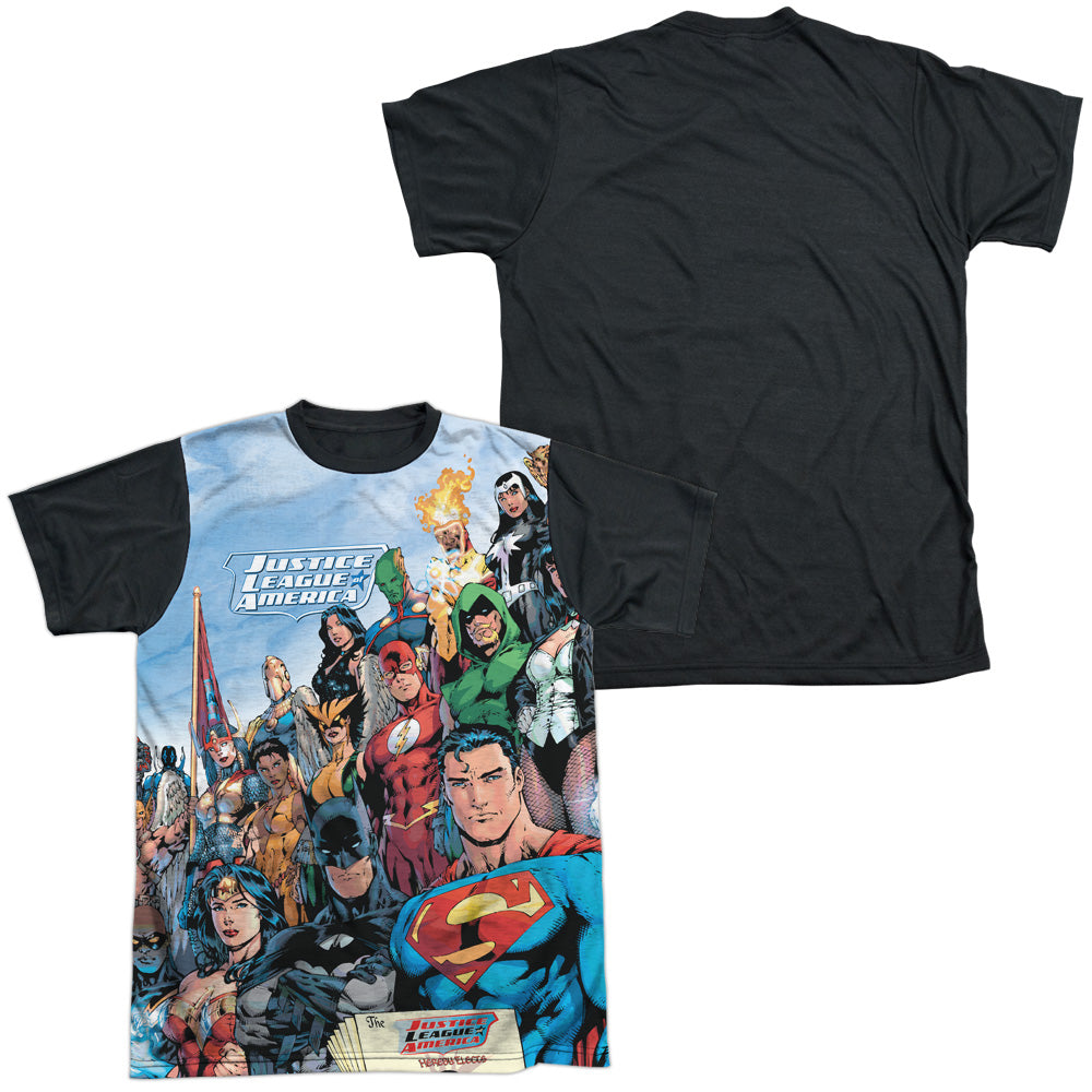 Jla/justice League Of America-s/s Adult White Front Black Back  -white