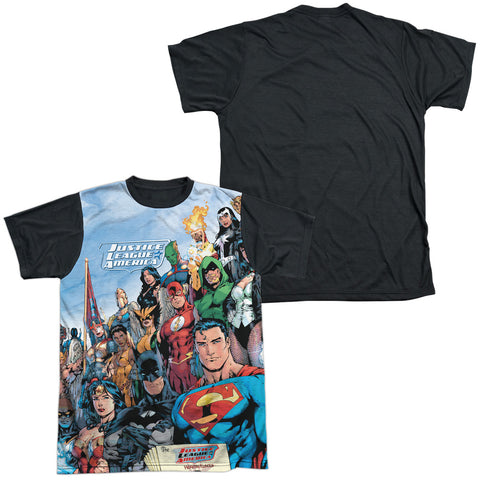 Jla/justice League Of America-s/s Adult White Front Black Back  -white