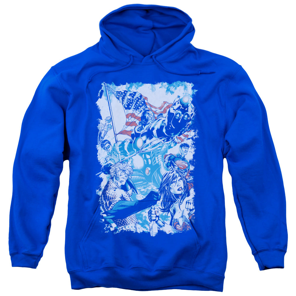 Jla/american Justice-adult Pull-over Hoodie-royal Blue