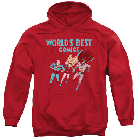 Jla/worlds Best-adult Pull-over Hoodie-red