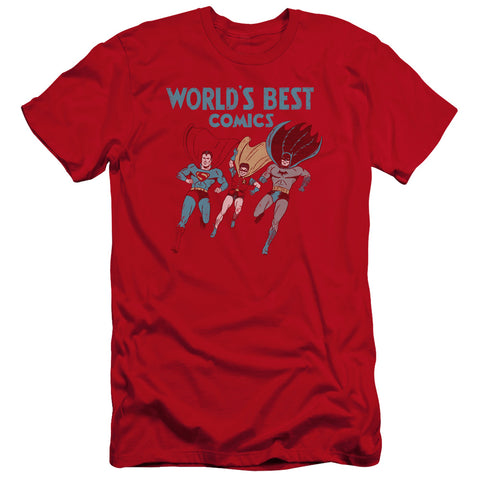 Jla/worlds Best-premuim Canvas Adult Slim Fit 30/1-red