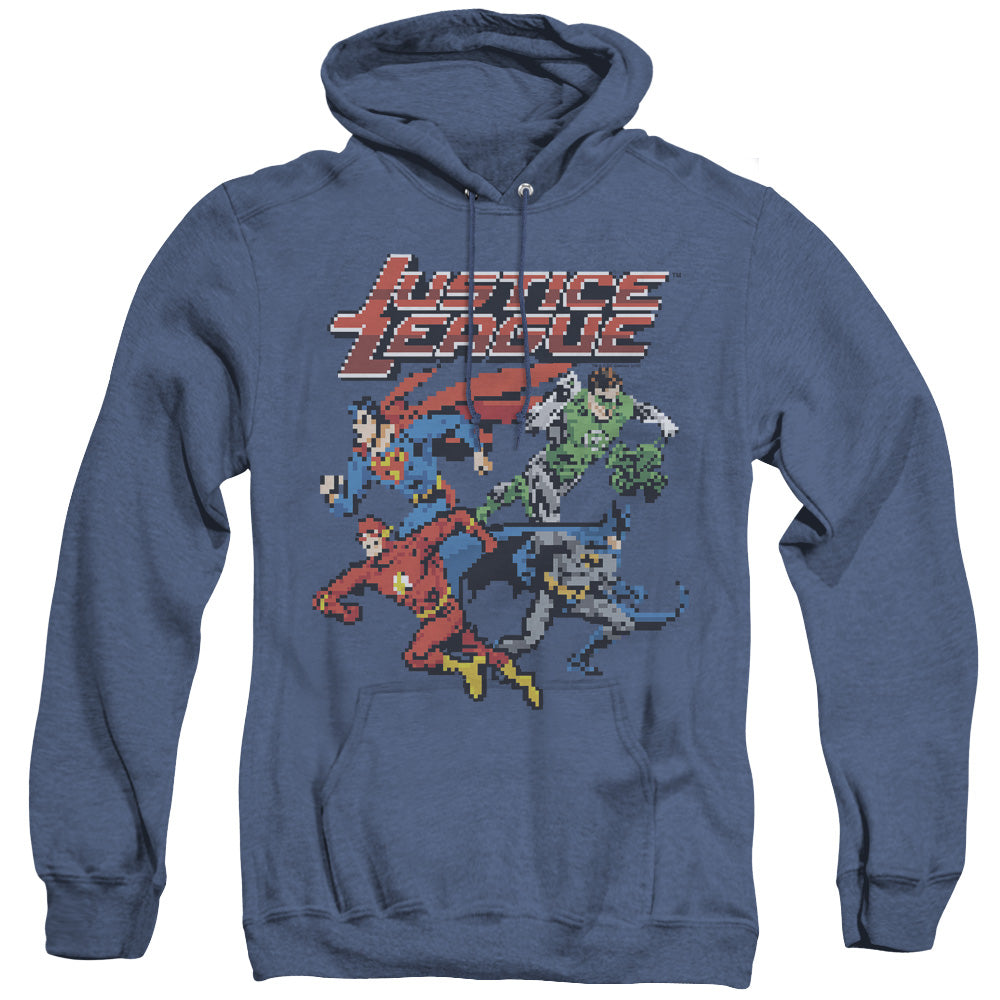Jla/pixel League-adult Heather Hoodie-royal Blue