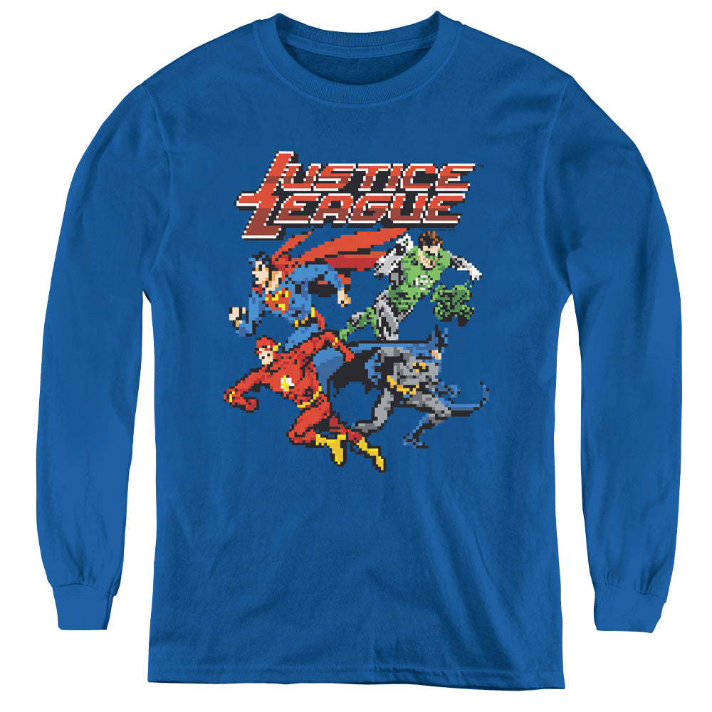 Jla/pixel League-youth Long Sleeve Tee-royal Blue