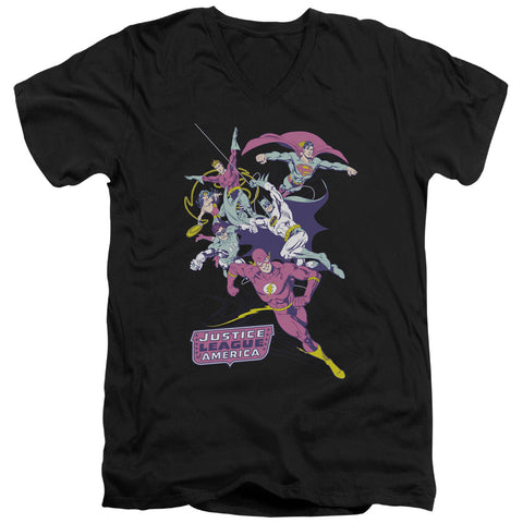 Jla/colorful League-s/s Adult V-neck 30/1-black