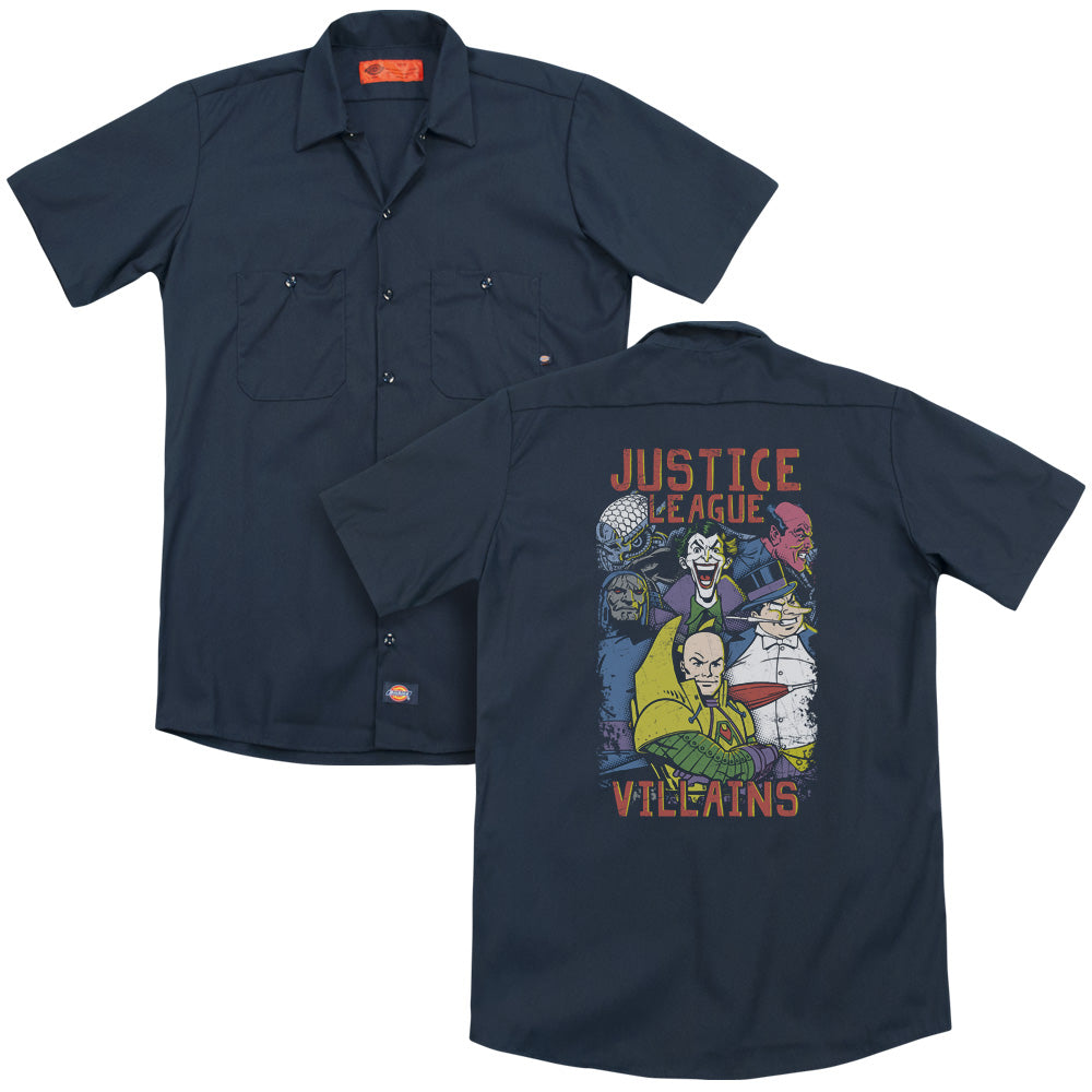 Jla/villians (back Print) - Adult Work Shirt - Navy