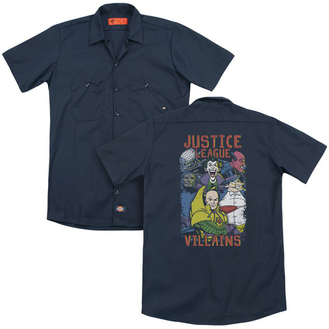Jla/villians (back Print) - Adult Work Shirt - Navy