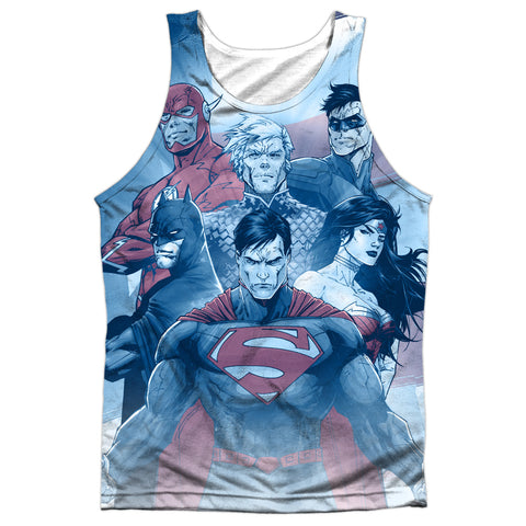 Jla/united-adult 100% Poly Tank Top-white