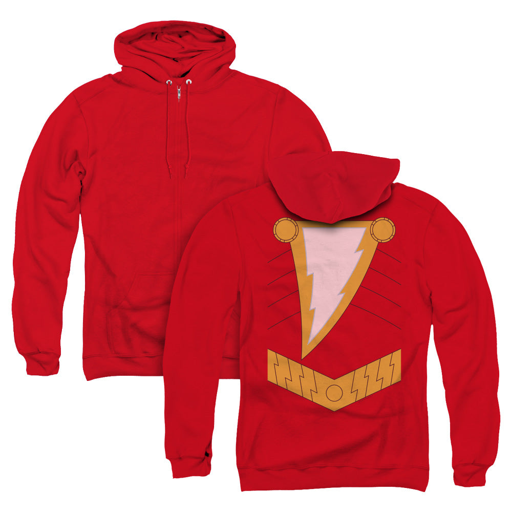 Jla/shazam (back Print) - Adult Zipper Hoodie-red