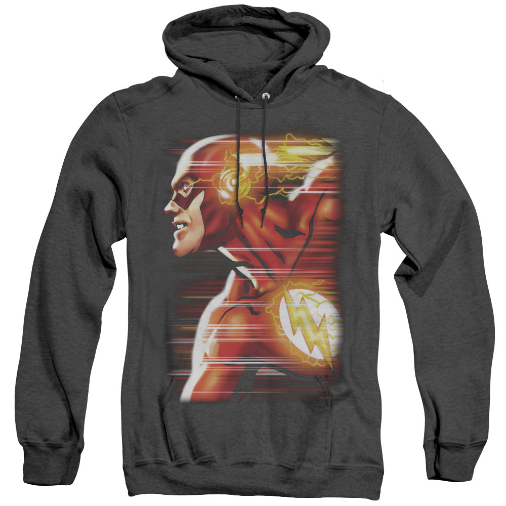 Jla/speed Head-adult Heather Hoodie-black