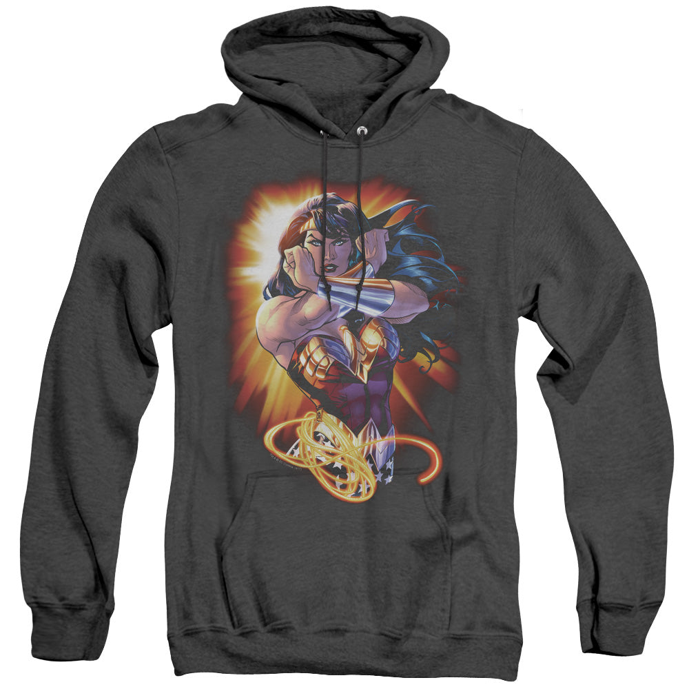 Jla/wonder Rays-adult Heather Hoodie-black