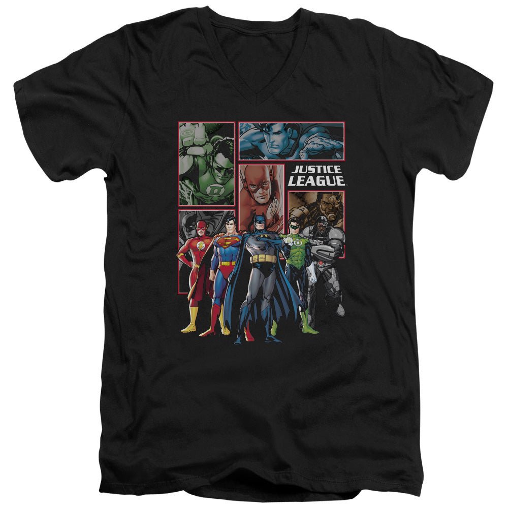 Jla/new Jla Panels-s/s Adult V-neck 30/1-black