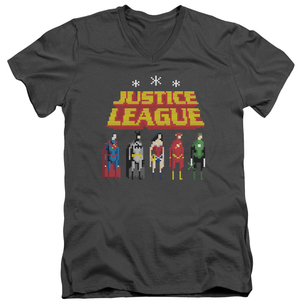 Jla/standing Below-s/s Adult V-neck 30/1-charcoal