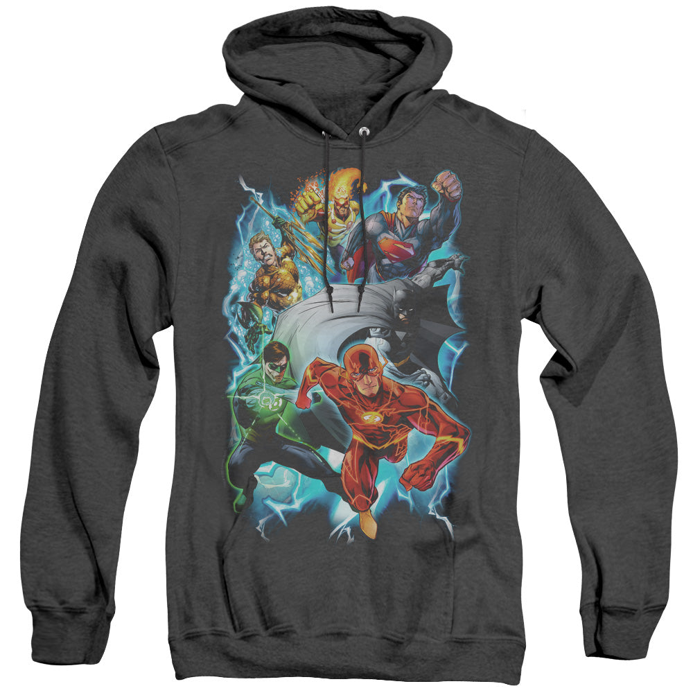 Jla/electric Team-adult Heather Hoodie-black