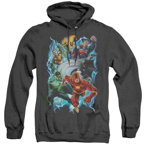 Jla/electric Team-adult Heather Hoodie-black