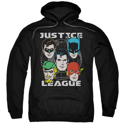 Jla/head Of States-adult Pull-over Hoodie-black