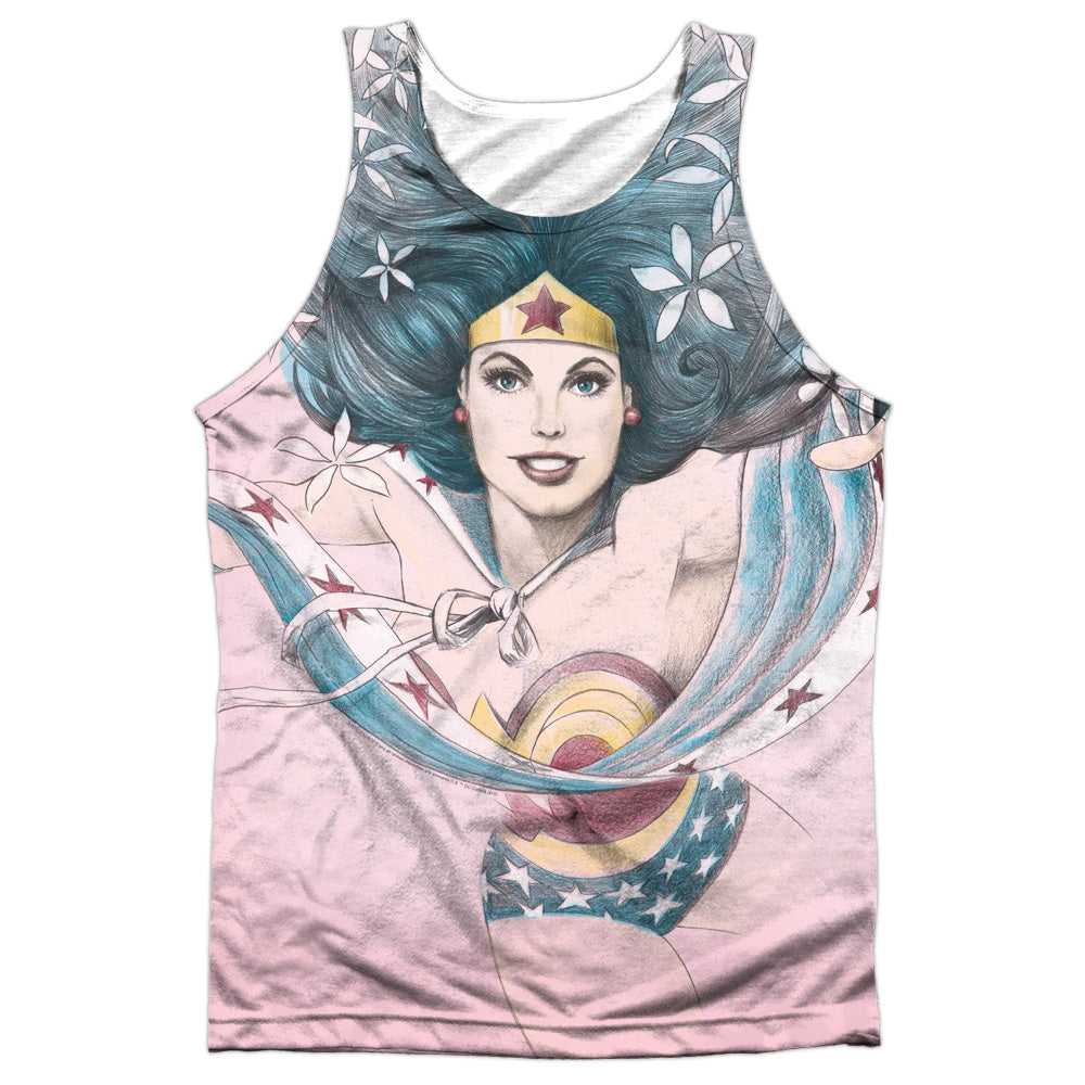 Jla/sketched-adult 100% Poly Tank Top-white