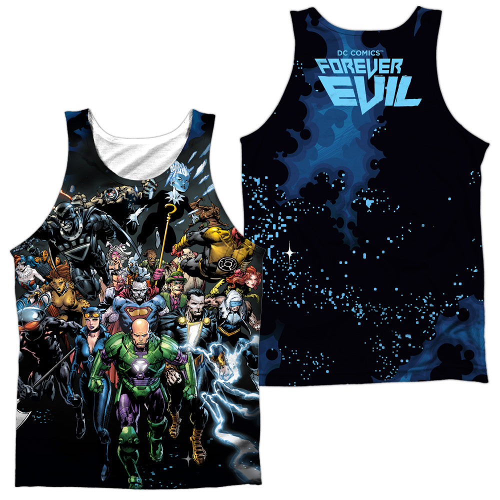 Jla/forever Evil (front/back Print)-adult 100% Poly Tank Top-white