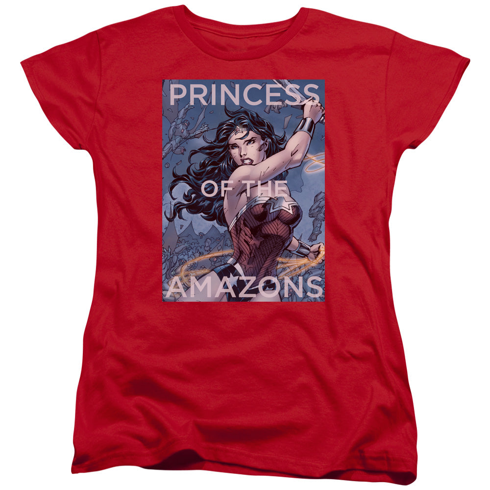 Jla/princess Of The Amazons-s/s Womens Tee-red