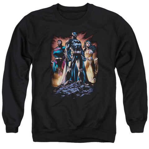 Jla/take A Stand-adult Crewneck Sweatshirt-black