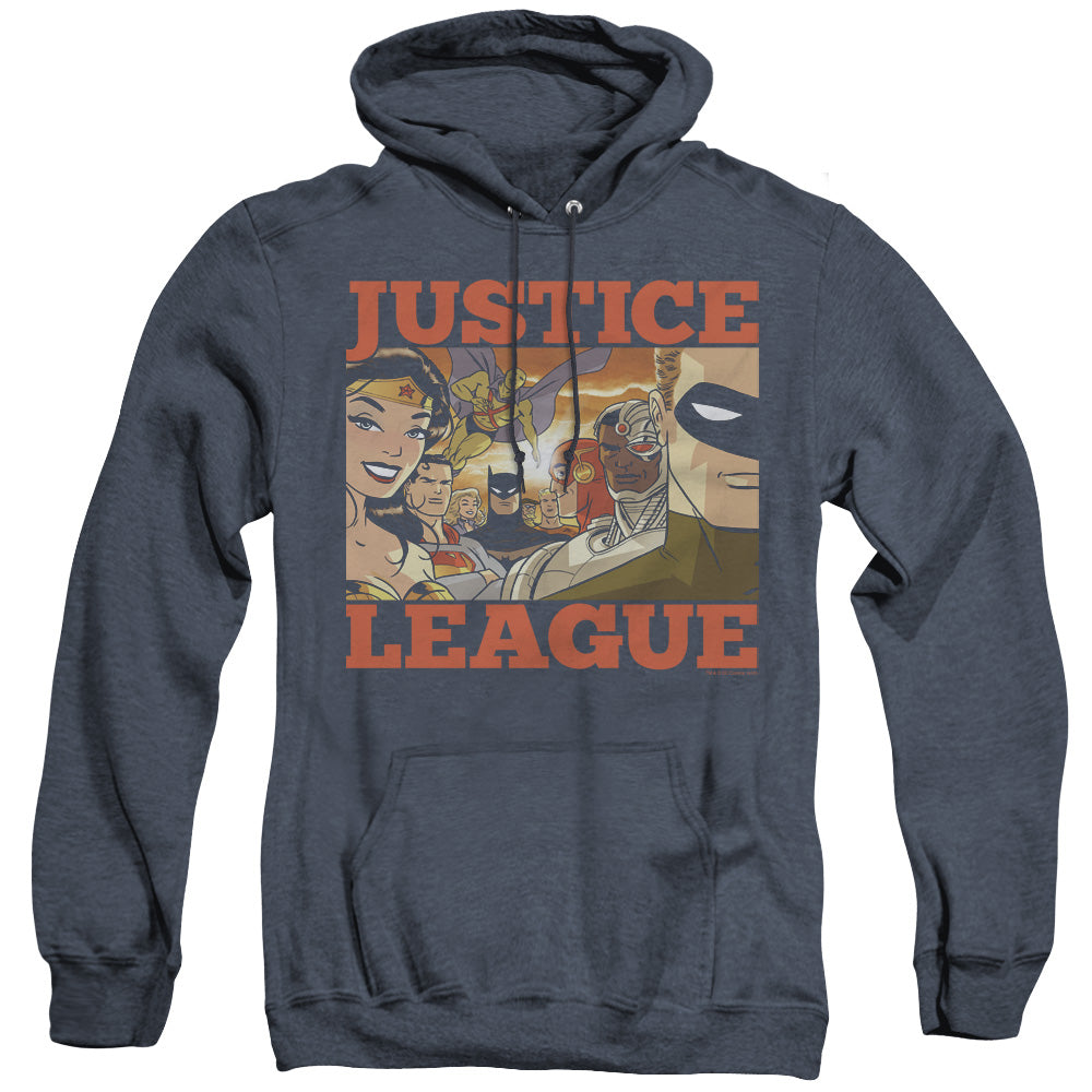 Jla/new Dawn Group-adult Heather Hoodie-navy
