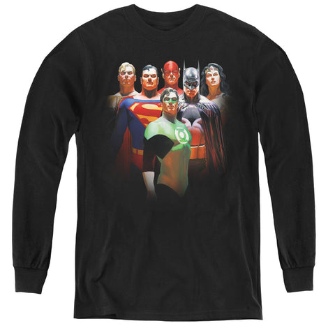 Jla/roll Call-youth Long Sleeve Tee-black