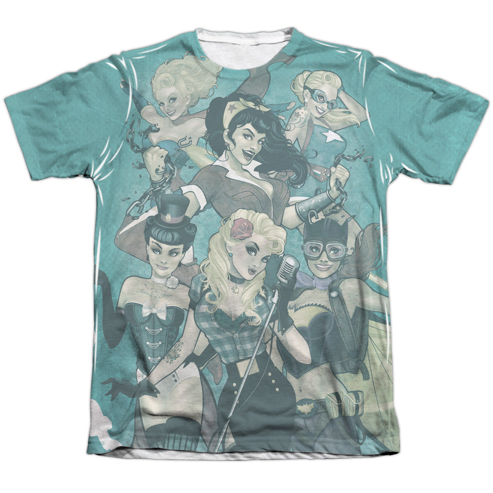 Jla/bombshell Group-adult Poly/cotton S/s Tee-white