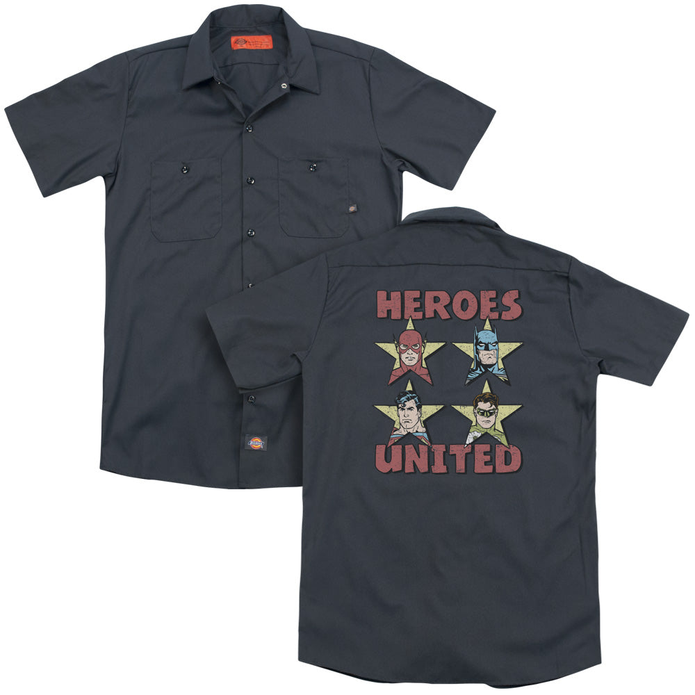 Jla/united Stars(back Print) - Adult Work Shirt - Charcoal