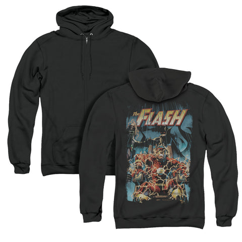 Jla/electric Chair (back Print) - Adult Zipper Hoodie-black