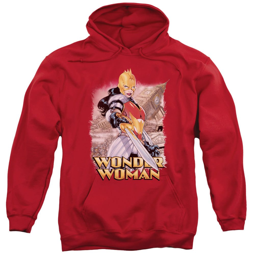 Jla/wonder Woman-adult Pull-over Hoodie-red