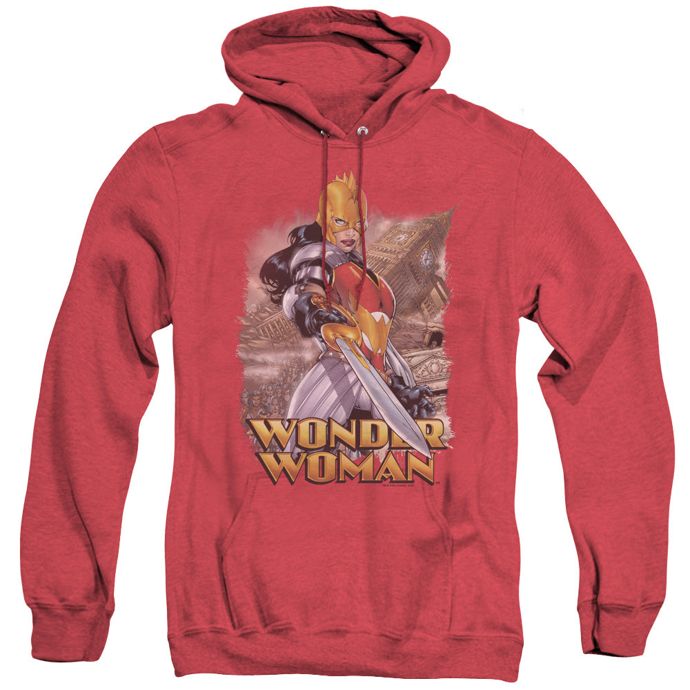 Jla/wonder Woman-adult Heather Hoodie-red