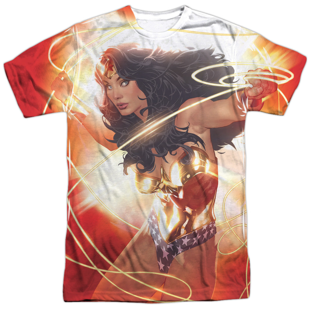 Jla/wonder Glow-s/s Adult Poly Crew-white