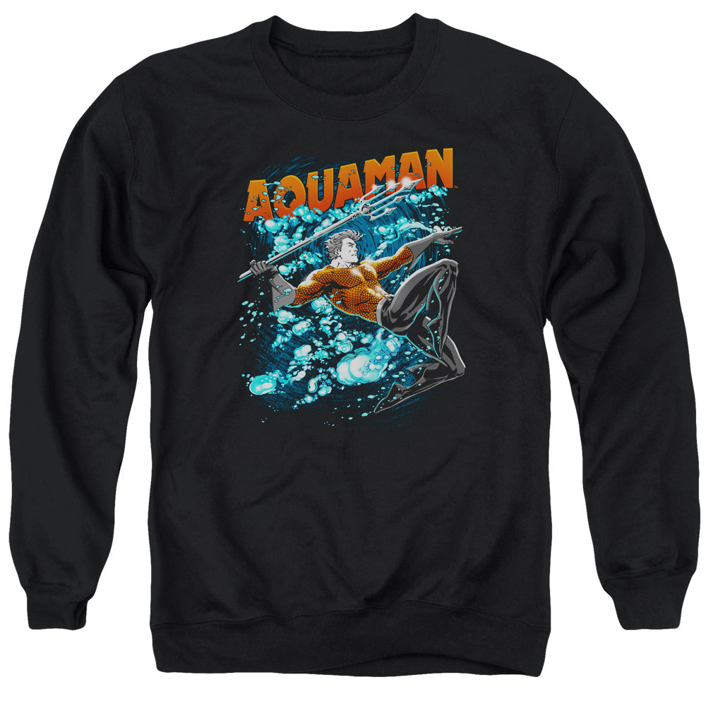 Jla/aqua Bubbles - Adult Crewneck Sweatshirt - Black